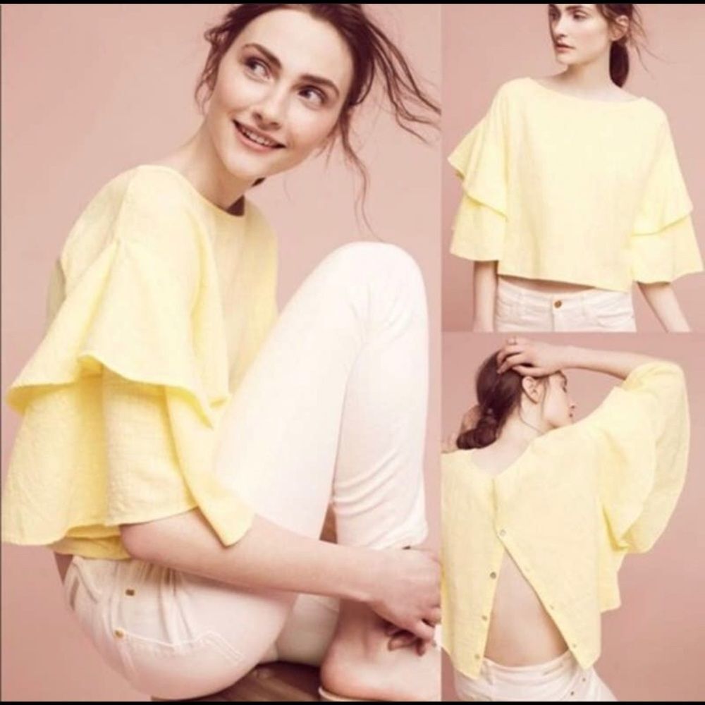 Anthropologie Lilka Lora Ruffle Sleeve Blouse